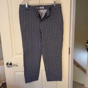 Navy and white patterned Newport slim crop pants by charter club size 10